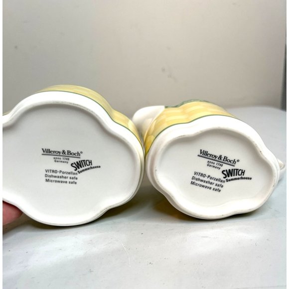 Villeroy Boch SWITCH 7 SUMMERHOUSE Cream Pitcher Sugar Bowl Set Yellow Green - Picture 11 of 12